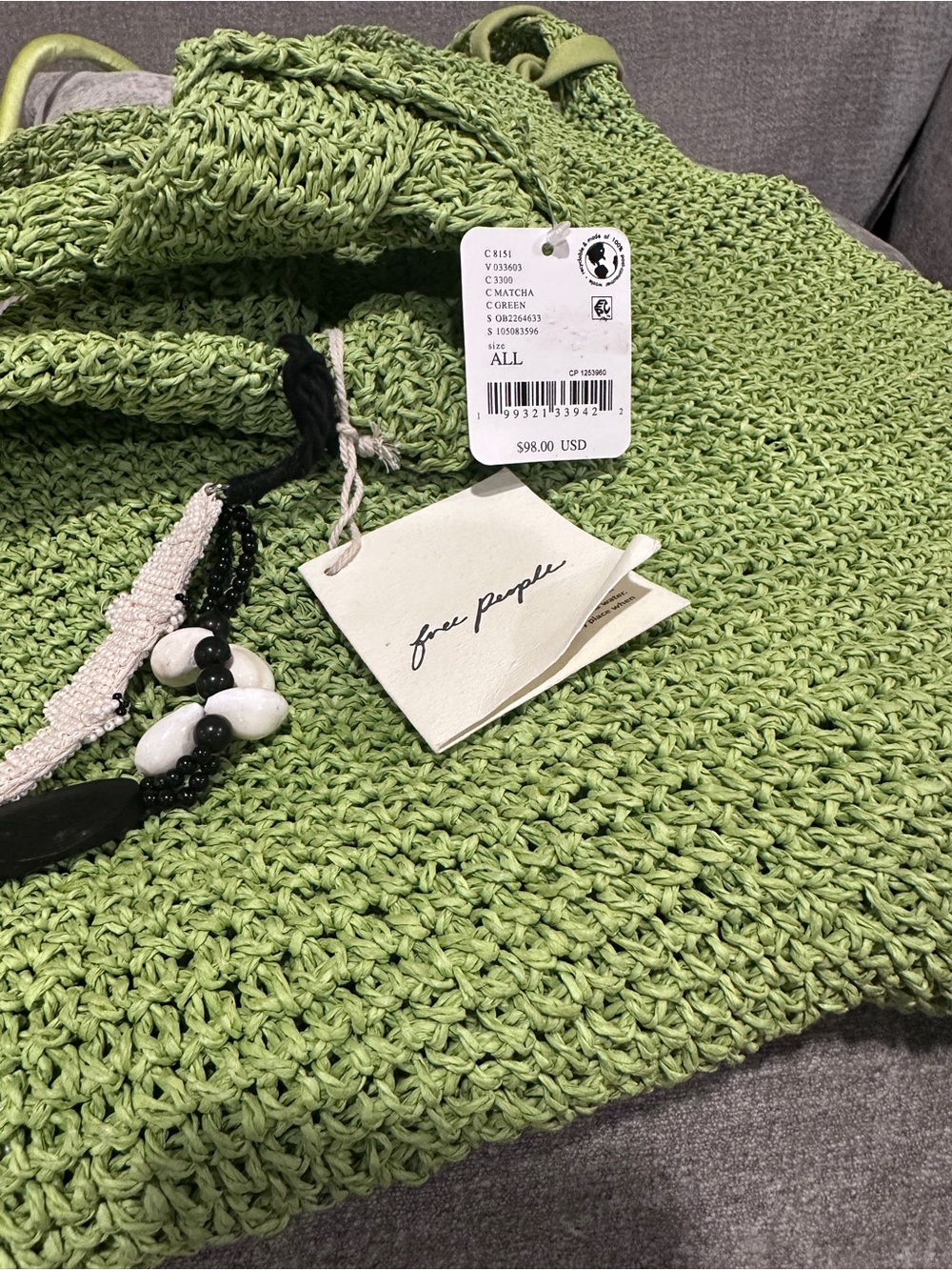 NWT Free People Coastal Crush Straw Tote - Picture 6 of 6